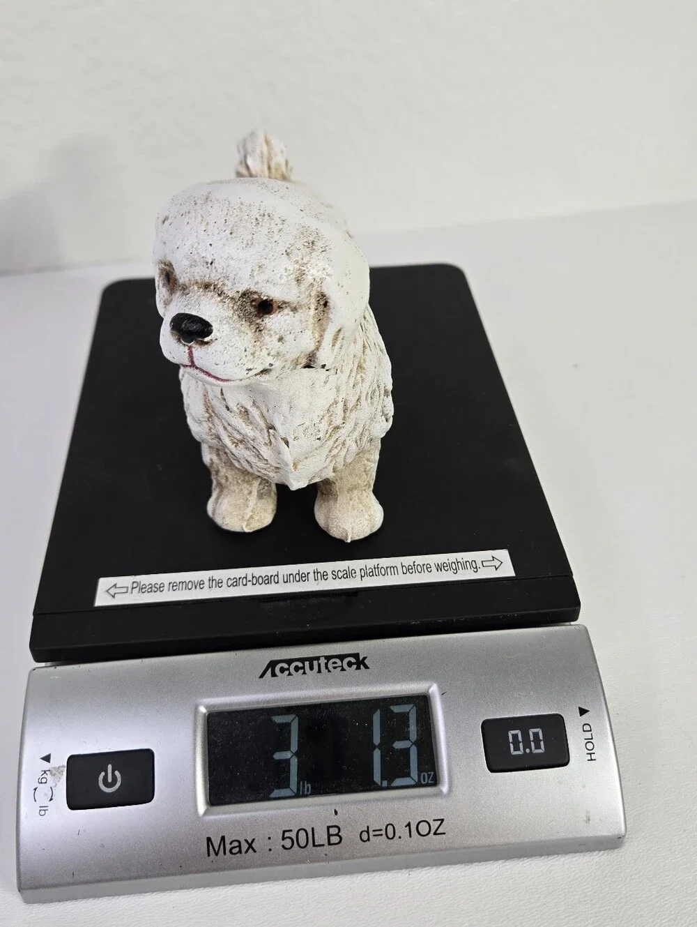 VTG Cast Iron Dog Figurine White Pekingese Shih Tzu Maltese Garden Statue Dog